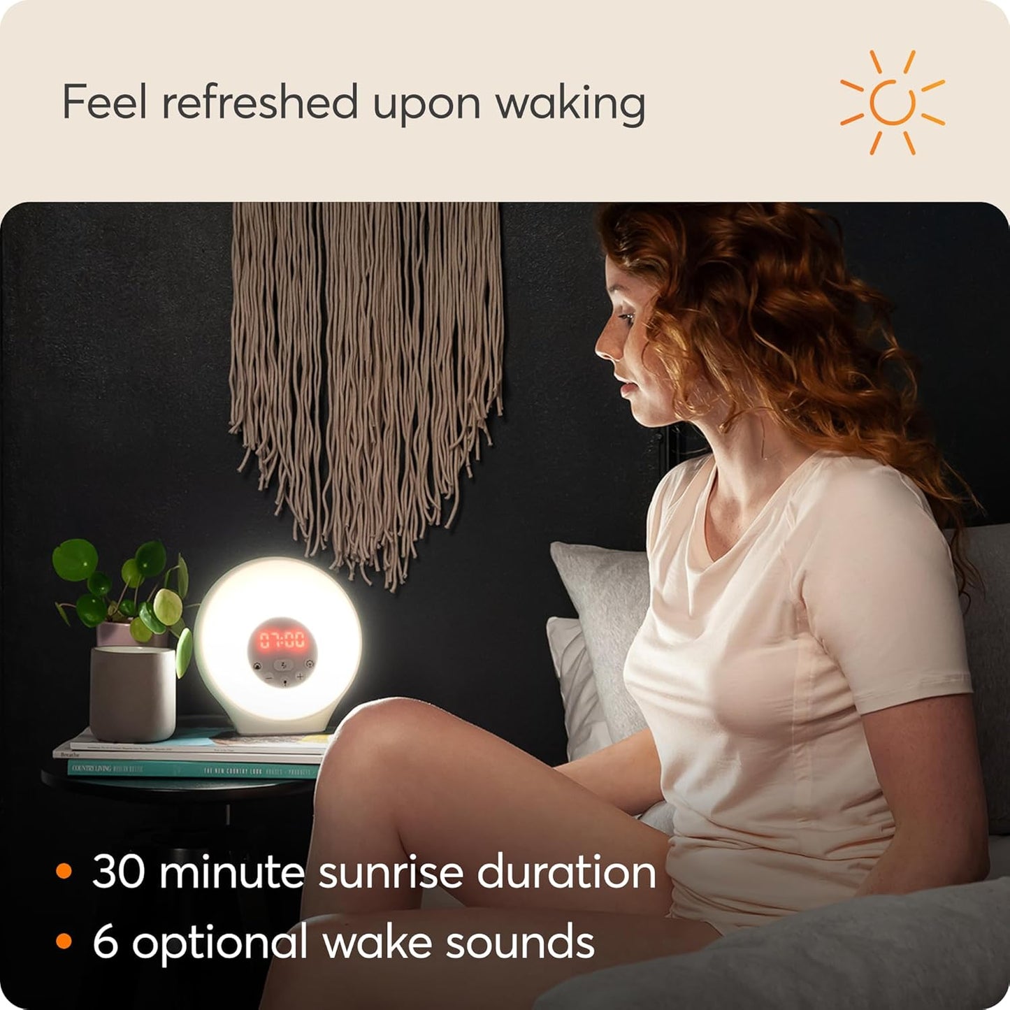 Sunrise Alarm - Sunrise Wake-Up Alarm, Sunset Sleep Feature, Sounds and Mood Lighting, White