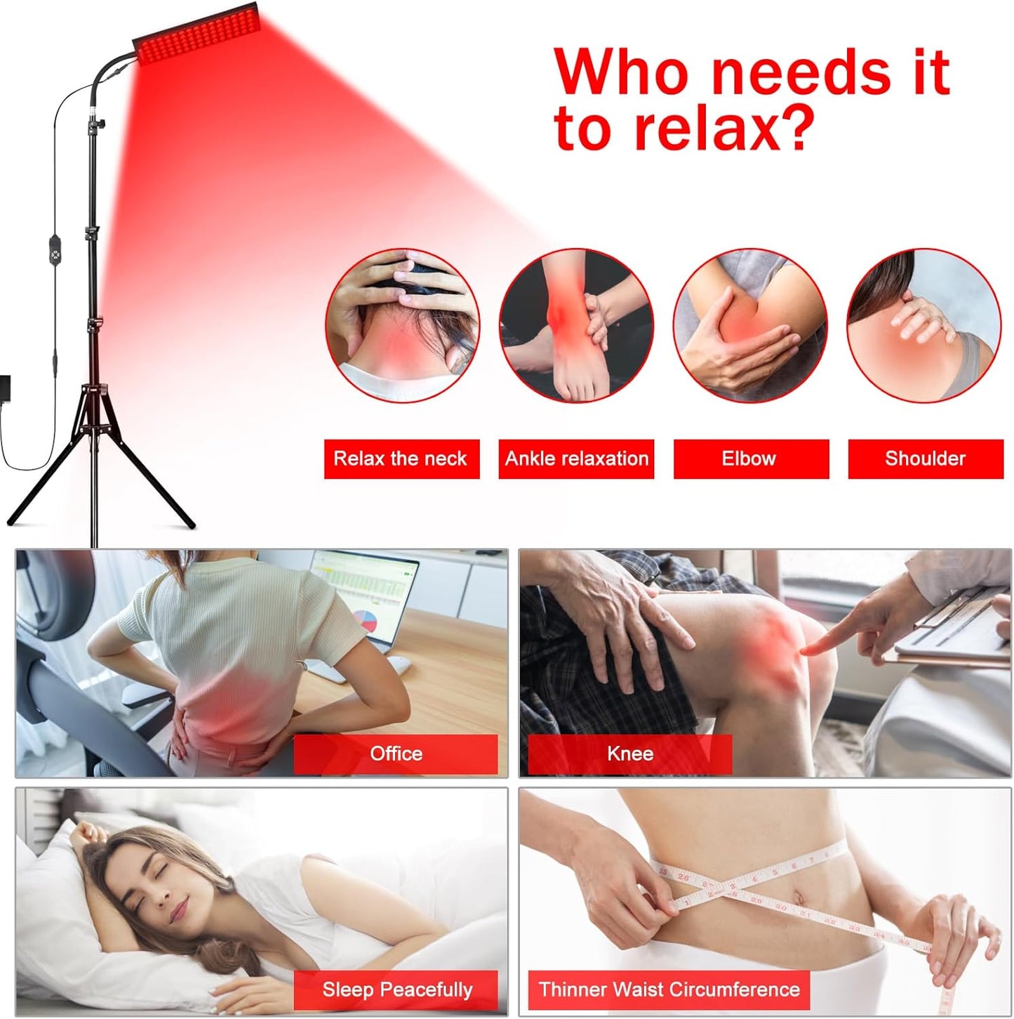 Red Light Therapy and Infrared Lamp with Adjustable Stand – 660nm & 850nm for Full-Body Treatment