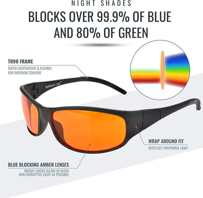 Blue Blocking Amber Glasses for Sleep 99.9 Percent Effective - Nighttime Eye Wear - Special Orange Tinted Glasses Help You Sleep and Relax Your Eyes