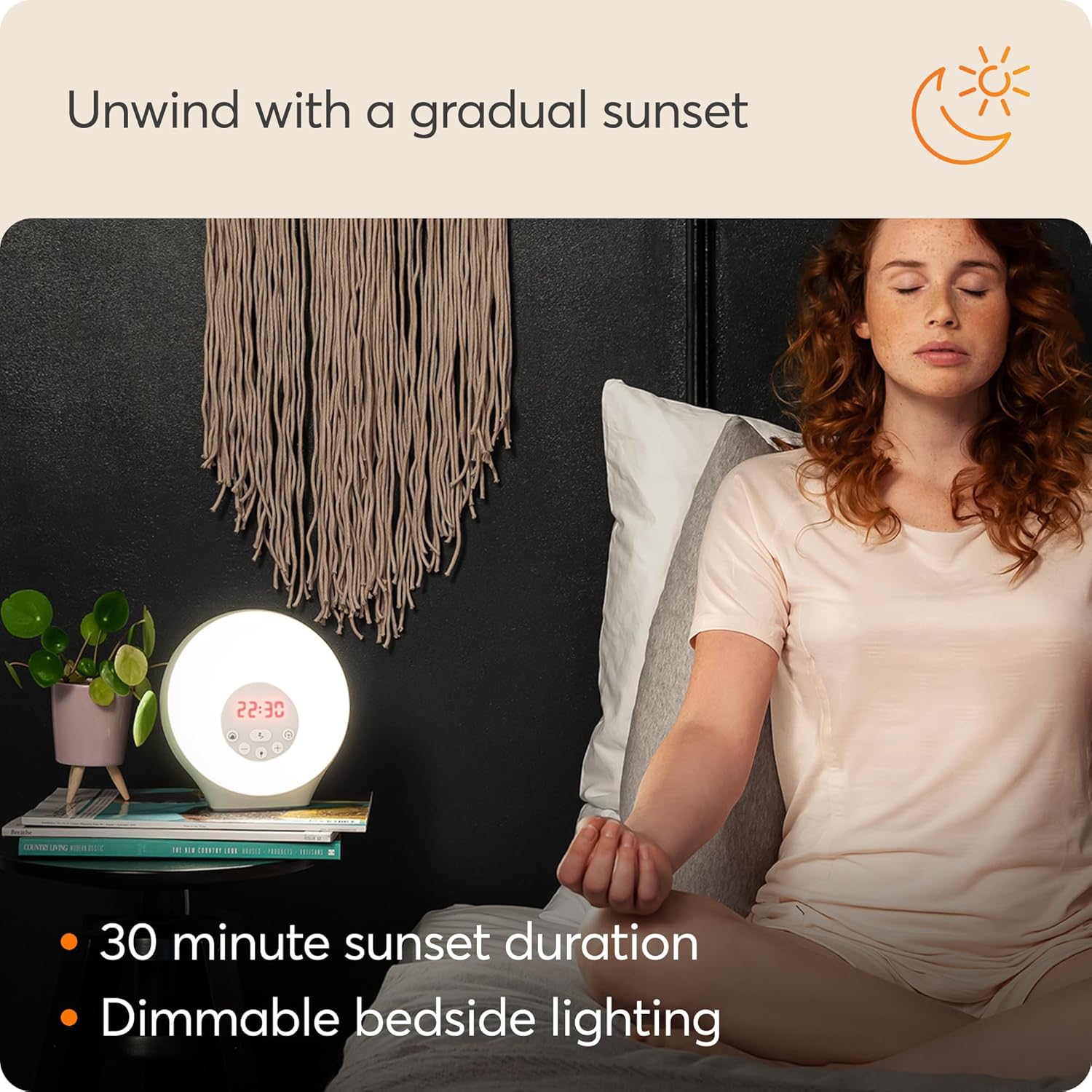 Sunrise Alarm - Sunrise Wake-Up Alarm, Sunset Sleep Feature, Sounds and Mood Lighting, White