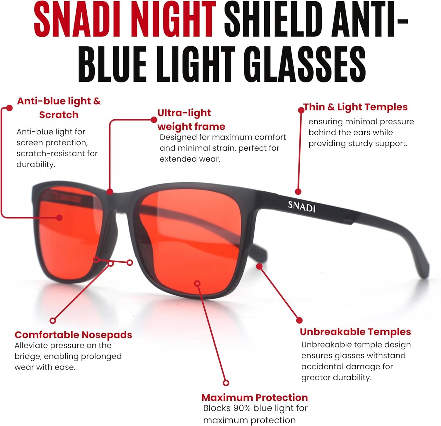 SHIELD: Blue Light Blocking Glasses (70-99%) for Screens, Television, Computer, Gaming, and Artificial Light. Improve Sleep by Naturally Producing Melatonin. Unisex: Women and Men.