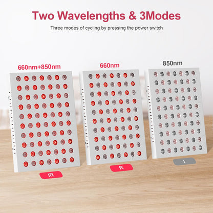 Red Light Therapy Panel with 660nm Red and 850nm Near-Infrared LEDs, 70 LED, Timer Function, 35W