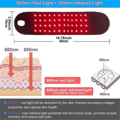 Red Light Therapy Wrist Wrap with 660nm and 850nm Infrared Light