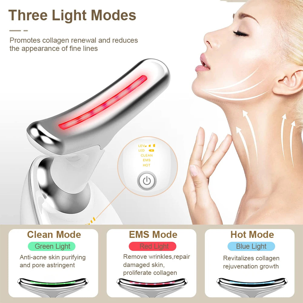 EMS Facial Massager with Red Light Therapy for Skin Tightening and Anti-Aging