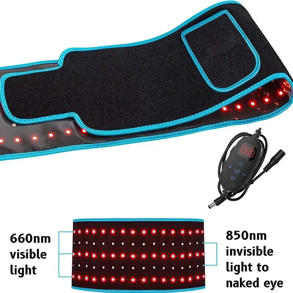 Red ＆Infrared LED Light Therapy Belt 850Nm 660Nm Back Pain Relief Wrap Burn Fat Belt Slimming Machine Waist Heat Pad Full Body